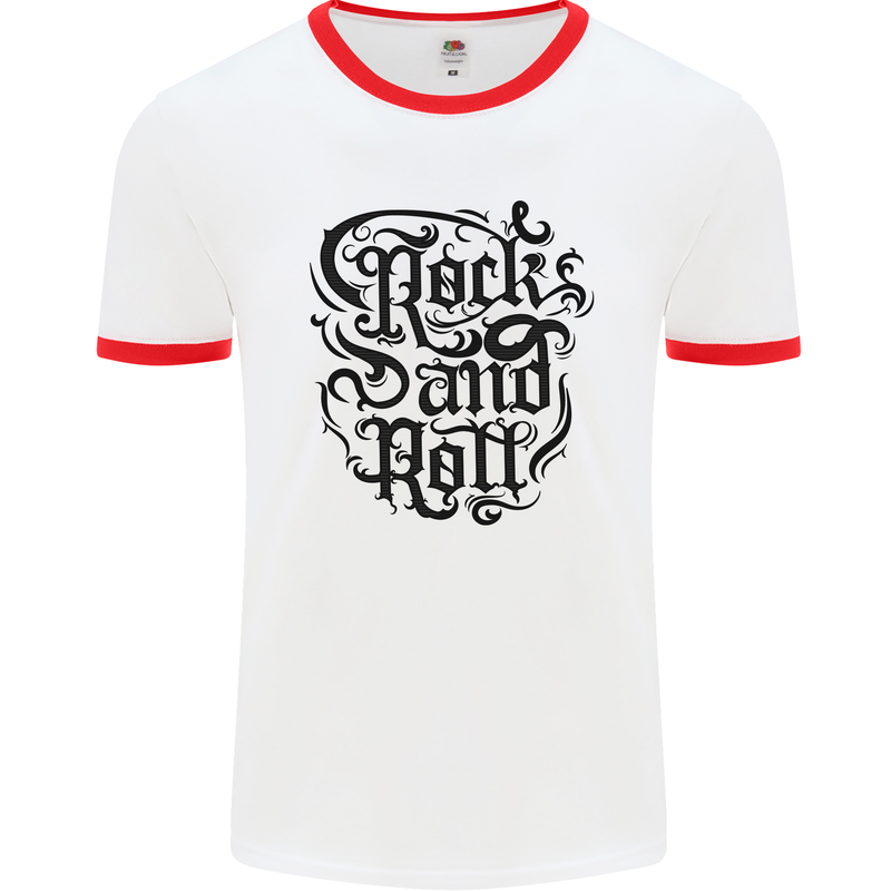 Rock and Roll Music Mens Ringer T-Shirt White/Red