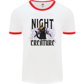 Halloween Cat Night Creature Witch Mens White Ringer T-Shirt White/Red