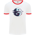 Yin Yang Glitch Yoga Meditation SCI-FI MMA Mens White Ringer T-Shirt White/Red