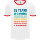 32nd Birthday 32 Year Old Mens Ringer T-Shirt White/Red