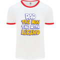 Dad the Man the Myth the Legend Fathers Day Mens White Ringer T-Shirt White/Red