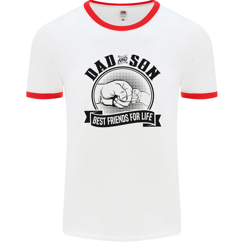 Dad & Son Best Friends For Life Mens White Ringer T-Shirt White/Red