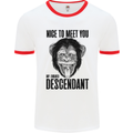 Chimp Evolved Dessendant Funny Monkey Ape Mens White Ringer T-Shirt White/Red