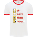 Eat Sleep Anime Repeat Mens Ringer T-Shirt White/Red