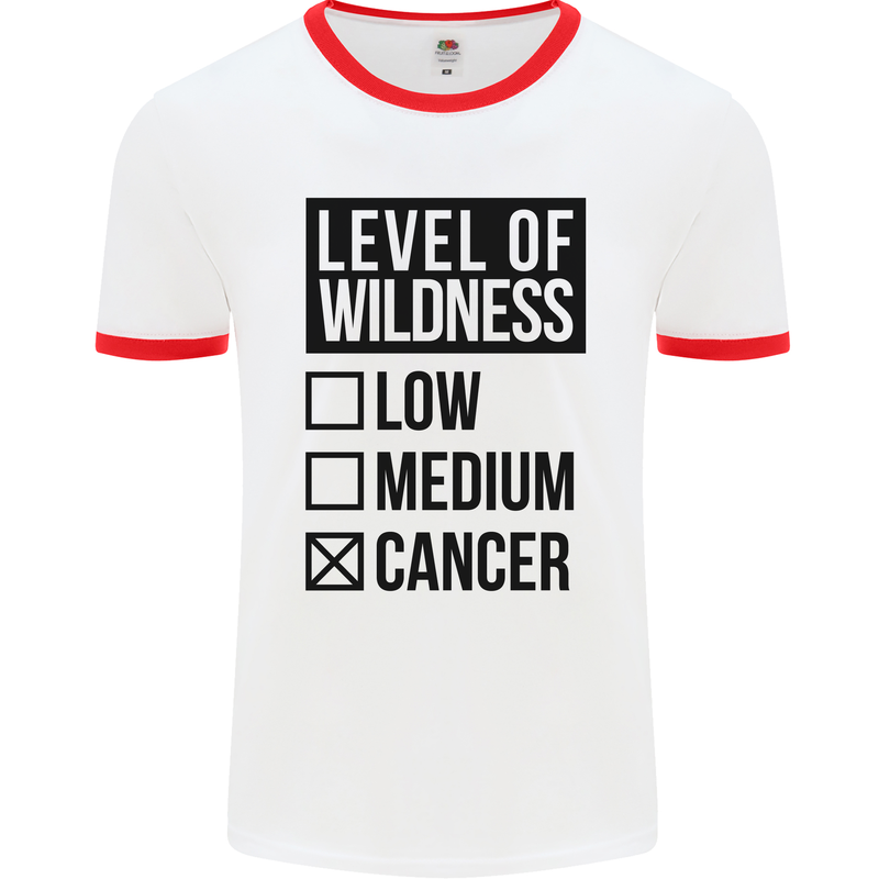 Levels of Wildness Cancer Mens White Ringer T-Shirt White/Red