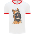 Horse Chops Equestrian Riding Mens White Ringer T-Shirt White/Red