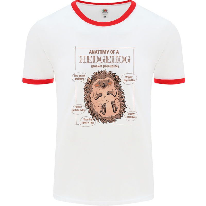 Anatomy of a Hedgehog Funny Mens Ringer T-Shirt White/Red