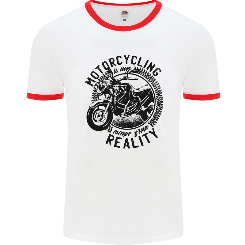 Motorcycling Motorbike Motorcycle Biker Mens Ringer T-Shirt White/Red