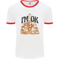 I'm OK Funny Cat Mum Dad Crazy Lady Kitten Mens White Ringer T-Shirt White/Red