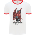 Satan's Gym Bodybuilding Training Top Mens White Ringer T-Shirt White/Red