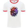 Skull With Spider Flowers and Spider Mens White Ringer T-Shirt White/Red