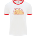 Cat and Pizza Funny Antisocial Mens White Ringer T-Shirt White/Red