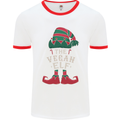 The Vegan Elf Funny Christmas Xmas Mens White Ringer T-Shirt White/Red