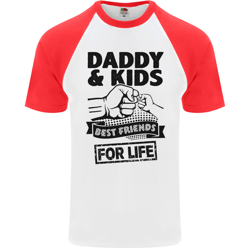 Daddy & Kids Best Friends Father's Day Mens S/S Baseball T-Shirt White/Red