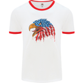 American Eagle USA Flag July 4th Mens White Ringer T-Shirt White/Red