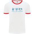 Peace Love Dolphins Mens Ringer T-Shirt White/Red