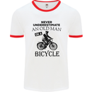 Cycling Never Underestimate Old Man Mens White Ringer T-Shirt White/Red