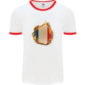 The French Tricolour Flag Fire France Mens White Ringer T-Shirt White/Red