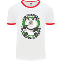 Panda Bear Funny Overweight Fat Humour Mens White Ringer T-Shirt White/Red