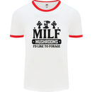 MILF Mushrooms I Like To Forage Mens Ringer T-Shirt White/Red