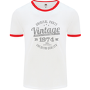 Vintage Year 49th Birthday 1974 Mens Ringer T-Shirt White/Red