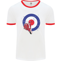 MOD Scooter Motorcycle Motorbike Mens White Ringer T-Shirt White/Red