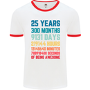 25th Birthday 25 Year Old Mens Ringer T-Shirt White/Red