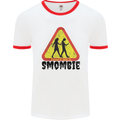 Smombie Antisocial Phone Smartphone Addict Mens Ringer T-Shirt White/Red