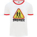 Smombie Antisocial Phone Smartphone Addict Mens Ringer T-Shirt White/Red