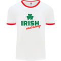 Irish and Horny St. Patrick's Day Mens White Ringer T-Shirt White/Red