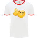 Emoji Middle Finger Flip Funny Offensive Mens White Ringer T-Shirt White/Red