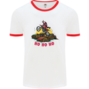 Christmas Santa Motocross Dirt Bike Mens White Ringer T-Shirt White/Red