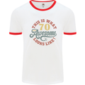 70th Birthday 70 Year Old Awesome Looks Like Mens White Ringer T-Shirt White/Red