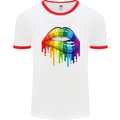 LGBT Bitten Rainbow Lip Gay Pride Day Mens White Ringer T-Shirt White/Red