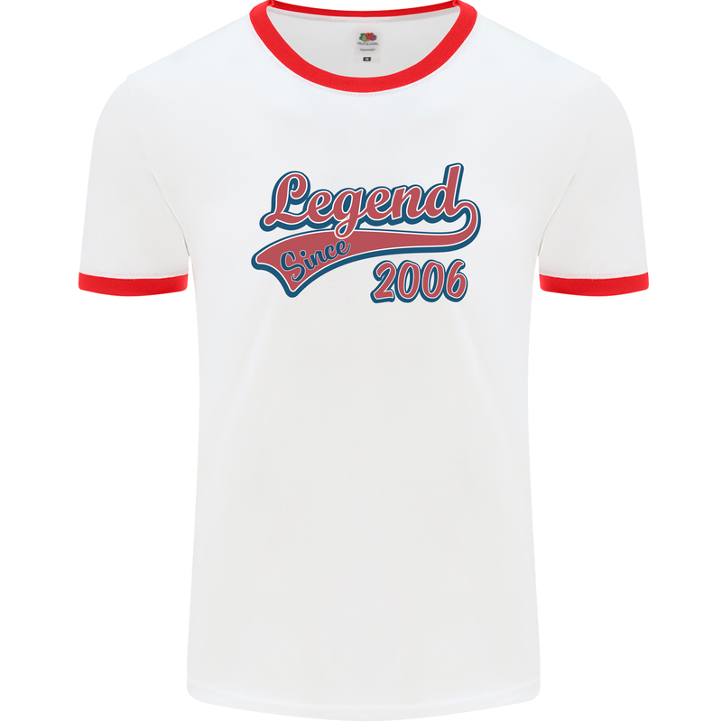 Legend Since 17th Birthday 2006 Mens Ringer T-Shirt White/Red