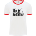 The Rodfather Funny Fishing Rod Father Mens White Ringer T-Shirt White/Red