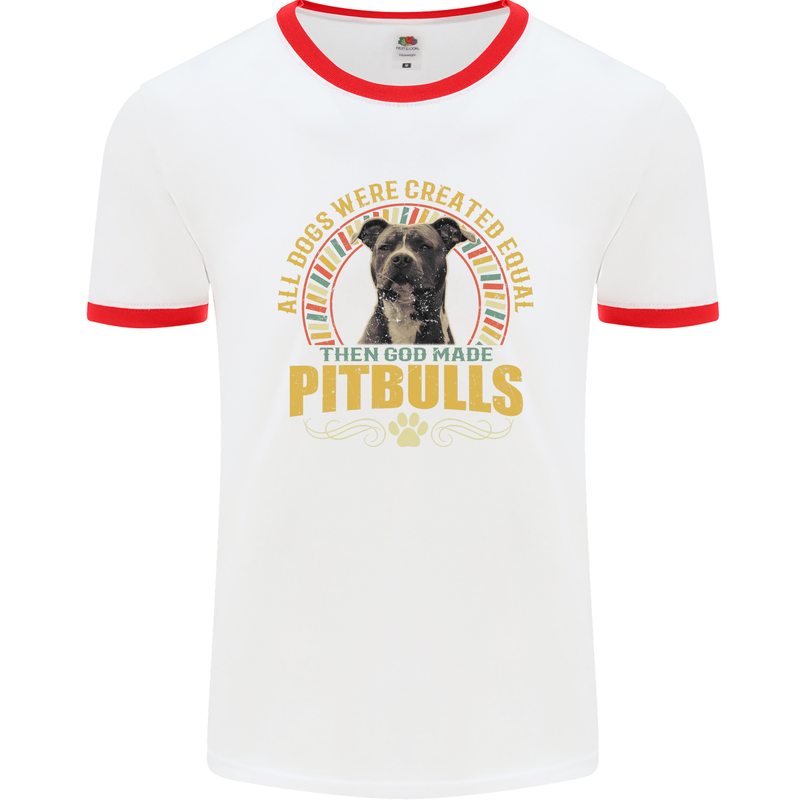 A Pitbull Dog Mens Ringer T-Shirt White/Red