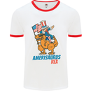 Amerisaurus T-Rex Dabbing Uncle Sam USA Mens White Ringer T-Shirt White/Red