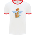 Funny Tiger Cat Reflection Mens White Ringer T-Shirt White/Red