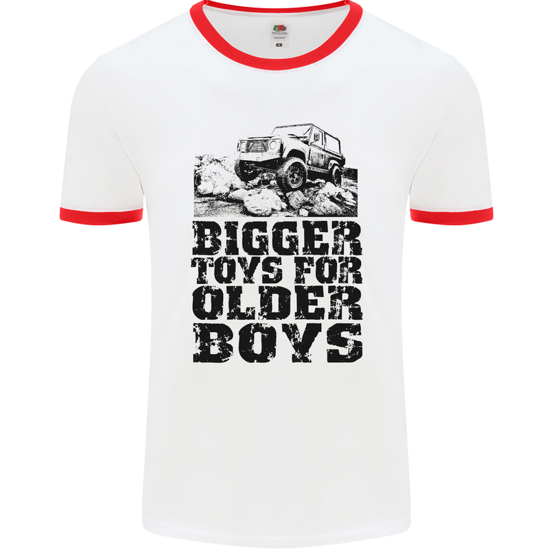 Bigger Toys Older Boys Off Roading Road 4x4 Mens White Ringer T-Shirt White/Red