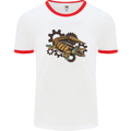 Steampunk Crocodile Alligator Mens Ringer T-Shirt White/Red