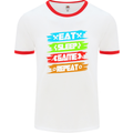 Eat Sleep Game Funny Gamer Gamming Mens White Ringer T-Shirt White/Red