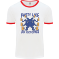 Beer Party Octopus Scuba Diving Diver Funny Mens White Ringer T-Shirt White/Red