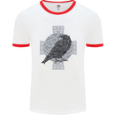 Odin Celtic Raven Viking Tattoo Cross Runic Mens White Ringer T-Shirt White/Red