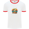 A Frog Hiking in the Mountains Trekking Mens White Ringer T-Shirt White/Red