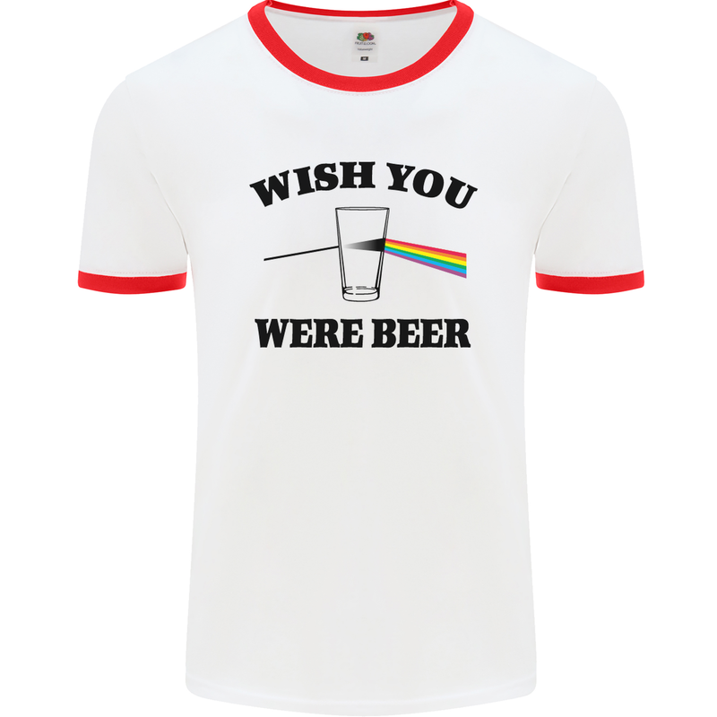 Wish You Were Beer St Patricks Day Alcohol Mens White Ringer T-Shirt White/Red