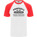 Property of My Awesome Girlfriend Funny Mens S/S Baseball T-Shirt White/Red