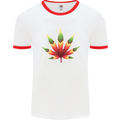 Cannabis Leaf Weed Drugs Marijuana Weed Mens White Ringer T-Shirt White/Red