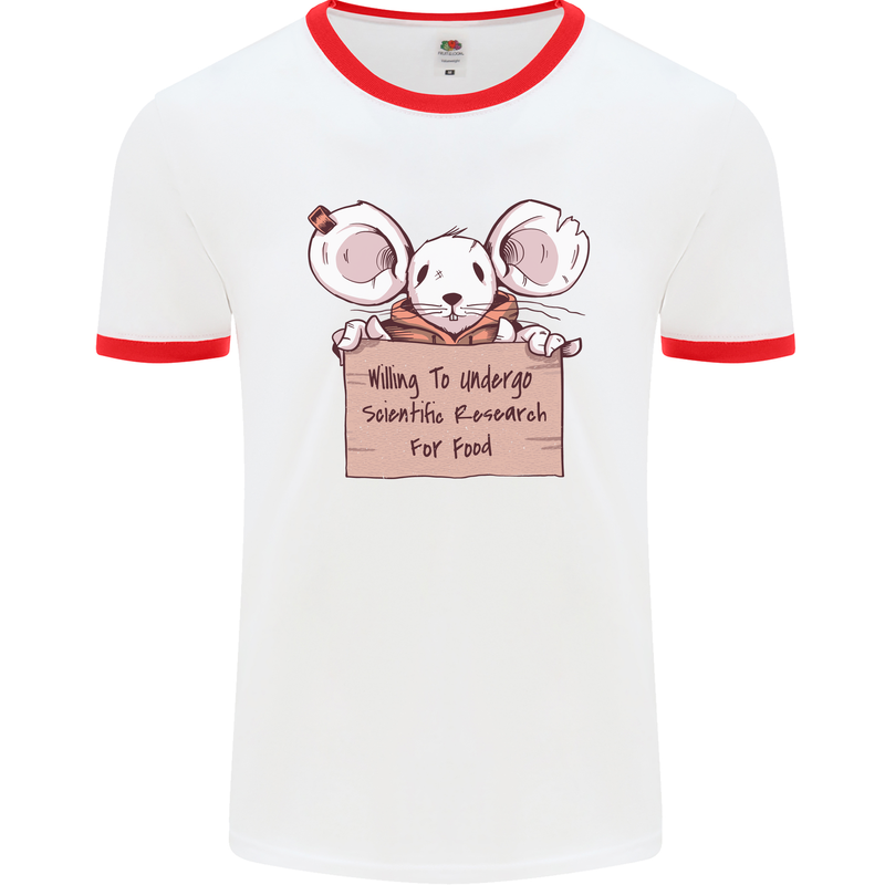 Hungry Mouse Mens White Ringer T-Shirt White/Red