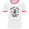 Micks Gym Training Boxing Boxer Box Mens White Ringer T-Shirt White/Red